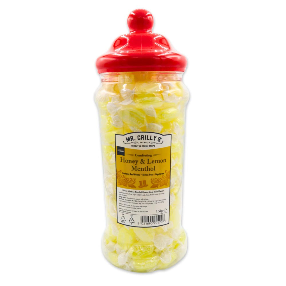 Mr. Crilly's Throat & Cough Drops Honey & Lemon Flavour Jar 1.5kg