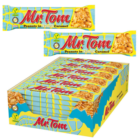 Mr Tom Salted Caramel Peanut Bar 40g (Box of 36) – Sweet & Salty Snack Bars