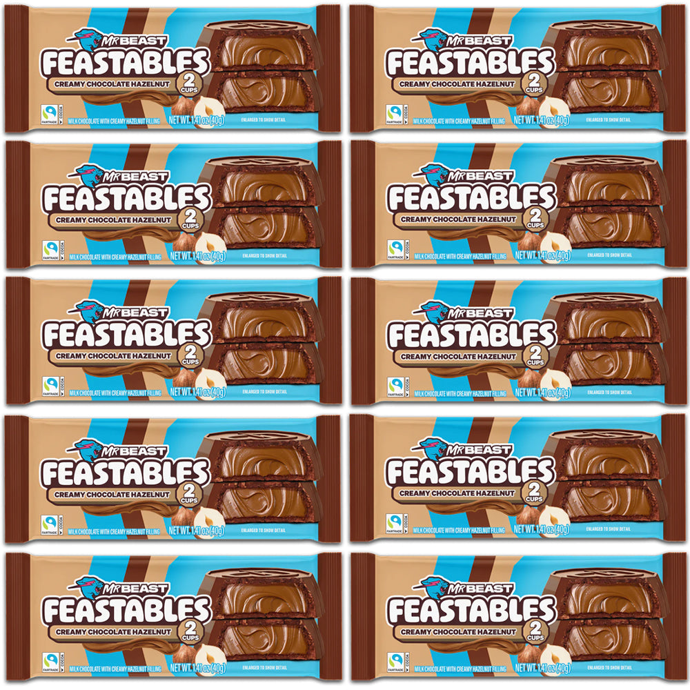 Mr Beast Feastables Creamy Chocolate Hazelnut Cups 40g (12 & 24 Bars)