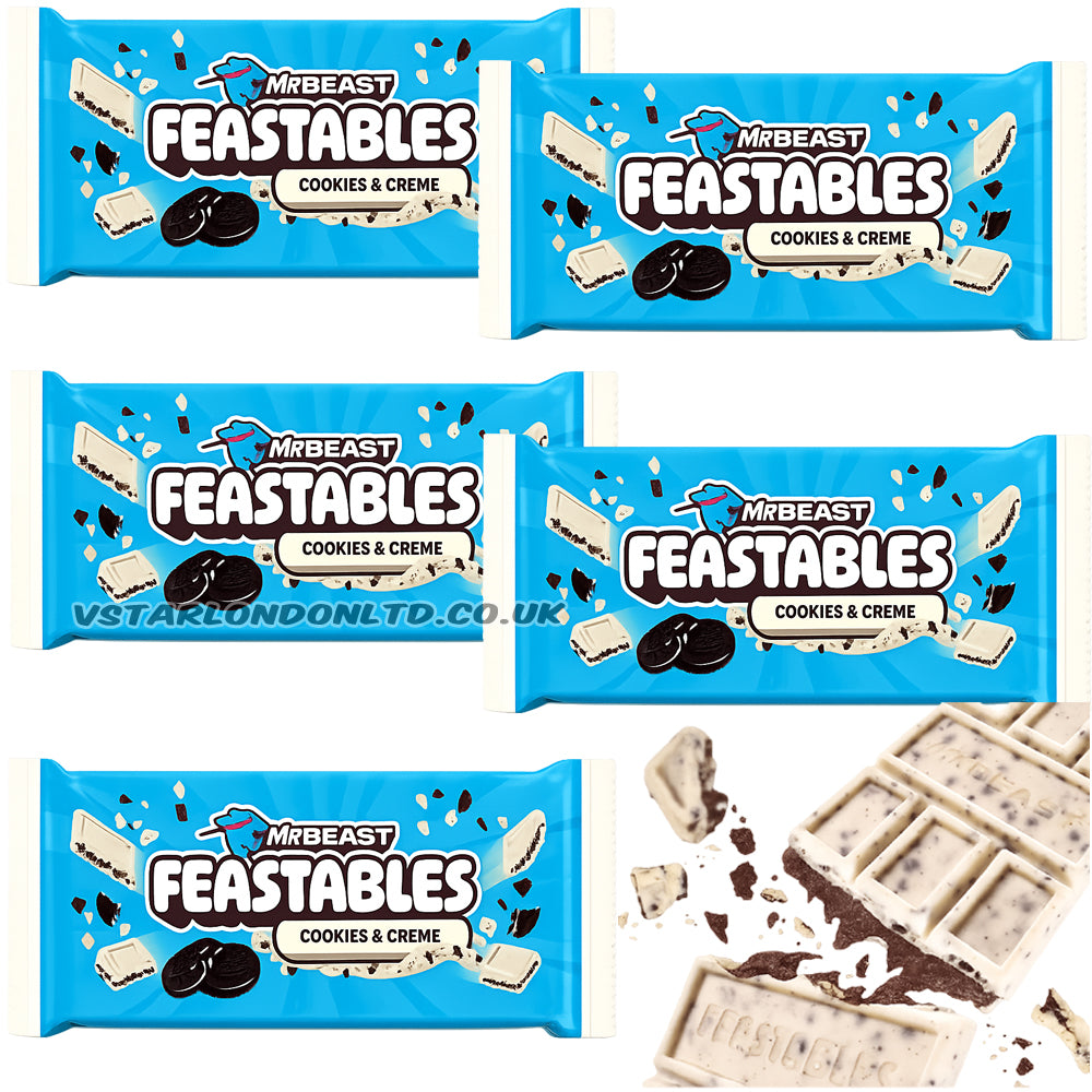 Mr Beast Feastables Cookies & Creme Bar 60g (5 & 10 Bars)