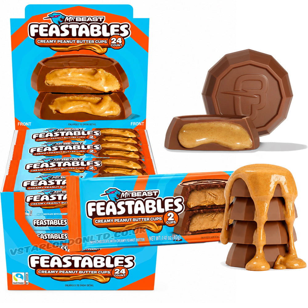 Mr Beast Feastables Creamy Peanut Butter Cups 40g (12 & 24 Bars)