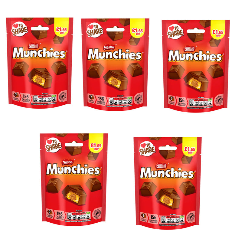 Munchies Milk Chocolate Caramel Biscuit Share Bag 81g PMP Chocolate Sweets (5 & 10 Packs)