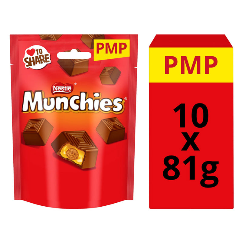 Munchies Milk Chocolate Caramel Biscuit Share Bag 81g PMP Chocolate Sweets (5 & 10 Packs)