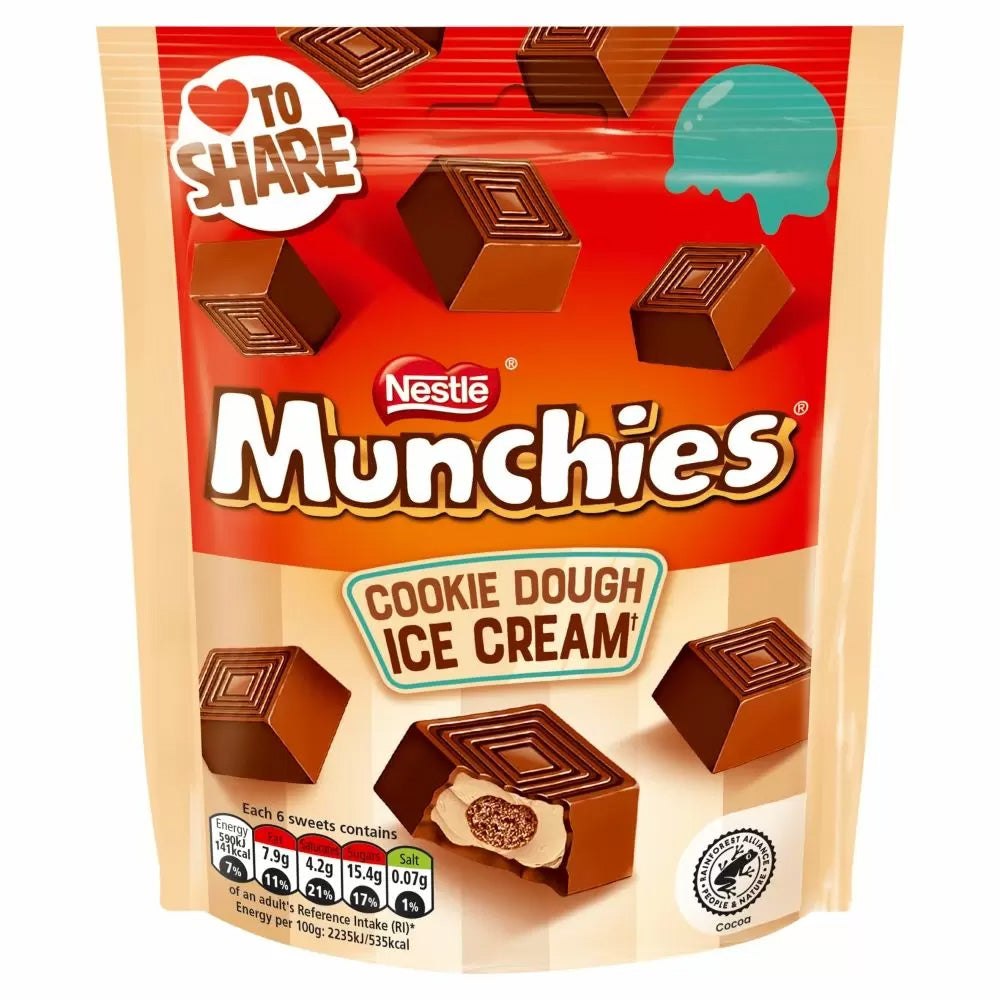 Munchies Milk Chocolate Cookie Dough Ice Cream Pouch 97g (Box Of 8)