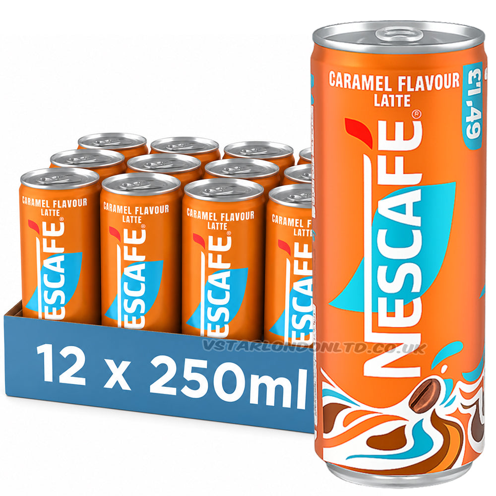 NESCAFÉ Iced Coffee Caramel Latte & Latte Mixed Pack 250ml (6 & 12 Cans)