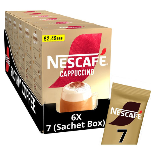 Nescafé Cappuccino Instant Coffee 7 x 18g Sachets (Box of 6) PMP
