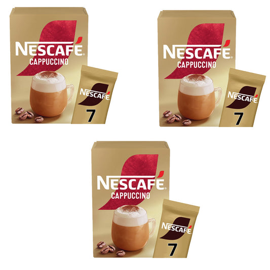 Nescafe Cappuccino Instant Coffee 7 x 15.5g Sachets ( 3 & 6 Packs)