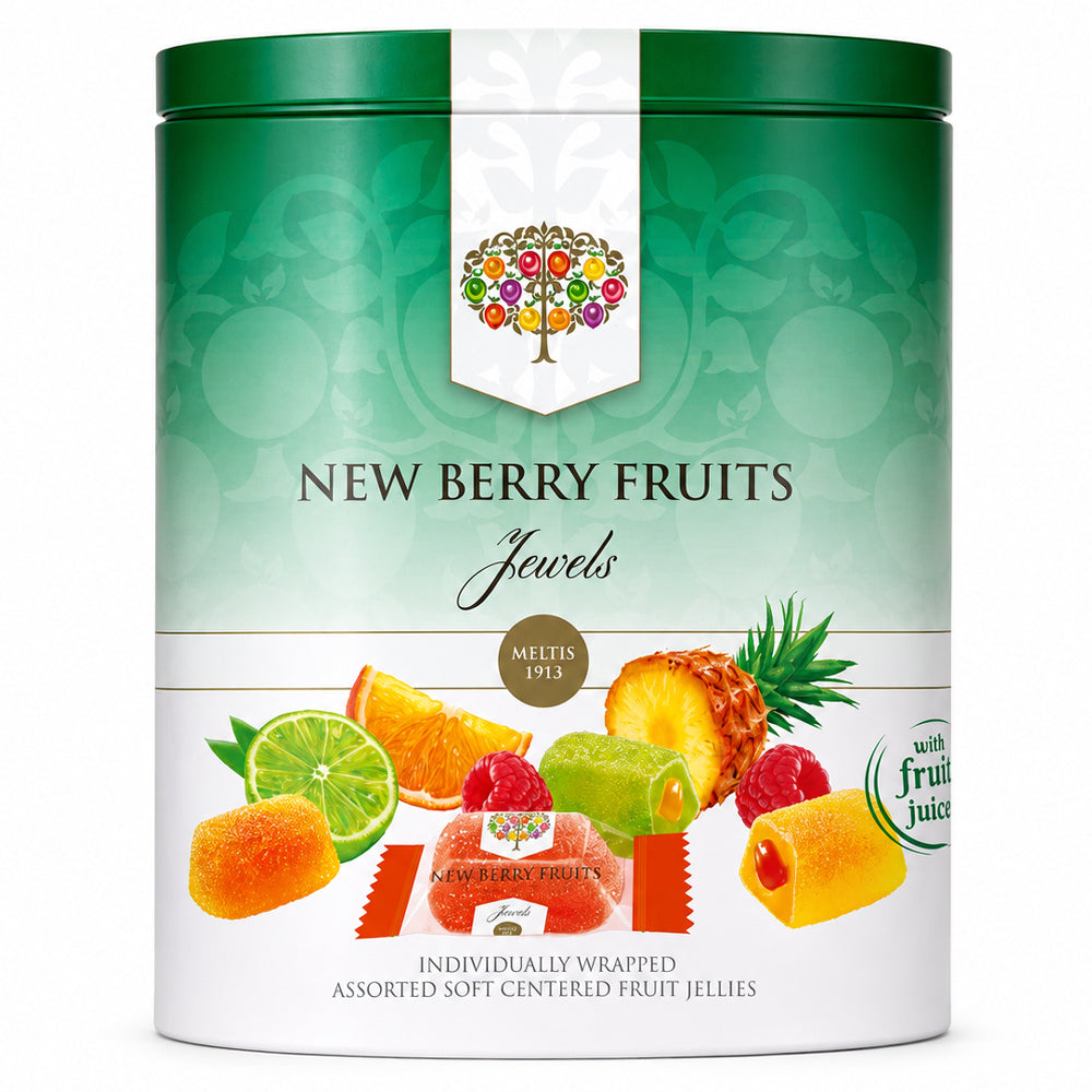 New Berry Fruits Jewels Gift Tin 210g Soft Fruity Jelly Sweets