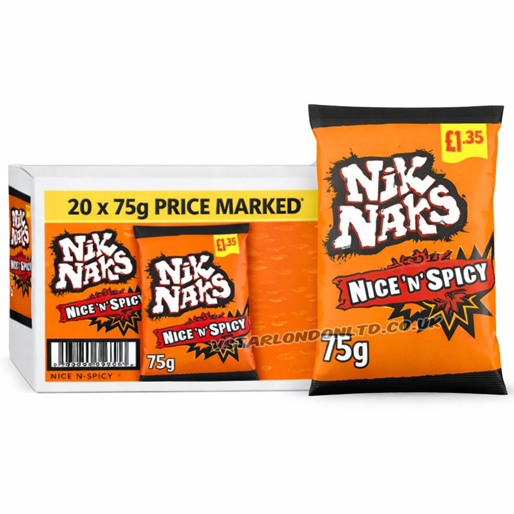 Nik Naks Nice 'N' Spicy Crisps 75g PMP £1.35 (Box of 20)