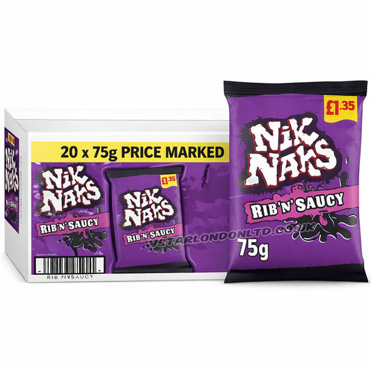 Nik Naks Rib 'N' Saucy Crisps 75g PMP £1.35 (Box of 20)