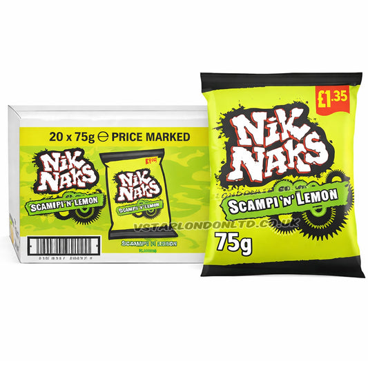 Nik Naks Scampi 'N' Lemon Crisps 75g PMP £1.35 (Box of 20)