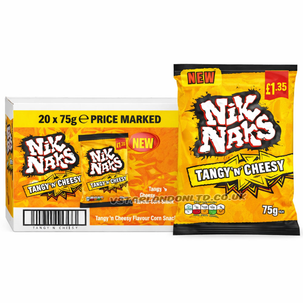 Nik Naks Tangy 'N' Cheesy Crisps 75g PMP £1.35 (Box of 20)