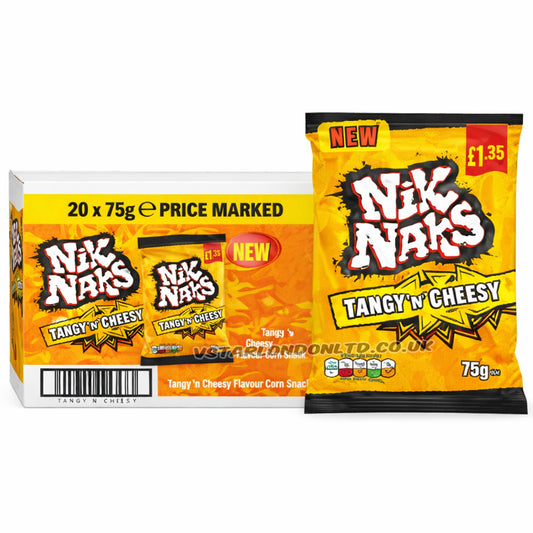 Nik Naks Tangy 'N' Cheesy Crisps 75g PMP £1.35 (Box of 20)
