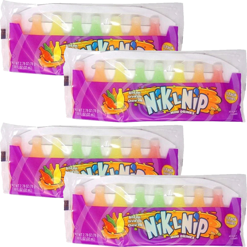 Nik L Nip Original Wax Bottles – Fruity Candy Drinks 4 x Packs