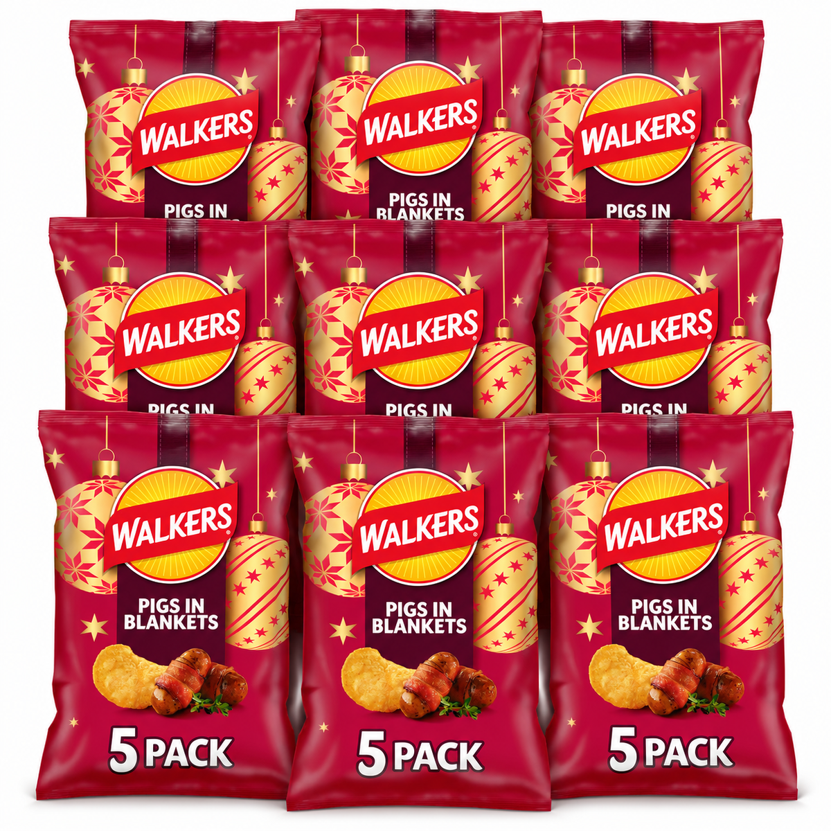 Walkers Limited Edition Pigs in Blankets Crisps 5 x 25g (9 & 18 Multipacks)