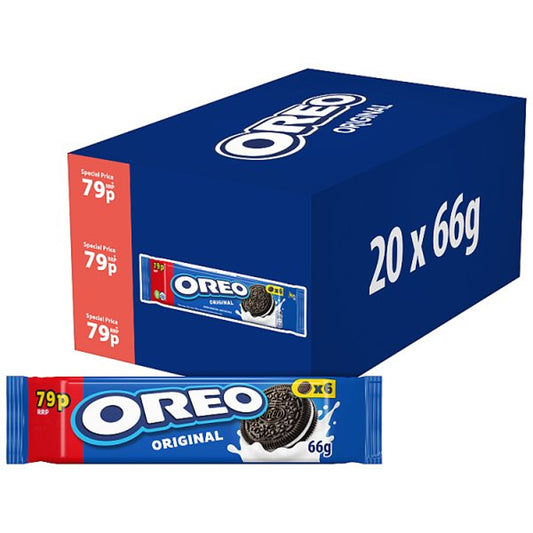 OREO Original Vanilla Sandwich Biscuit Snack Pack 66g (Box of 20)