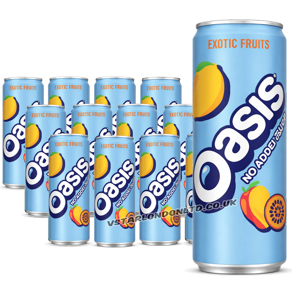 Oasis Exotic Fruits No Added Sugar 330ml Cans (12 & 24 Pack) – Low Calorie