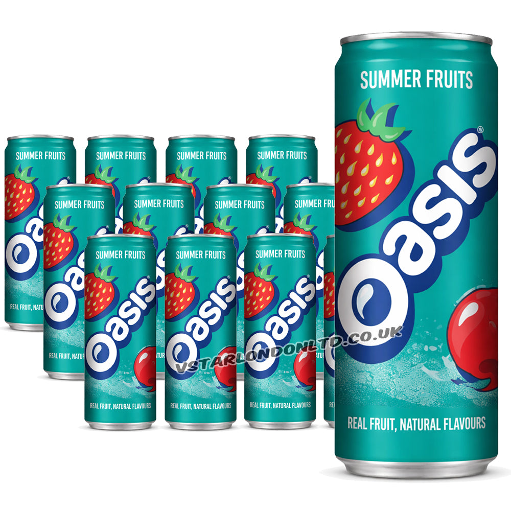 Oasis Summer Fruits Still Juice Drink 330ml Cans (12 & 24 Pack) – Low Calorie