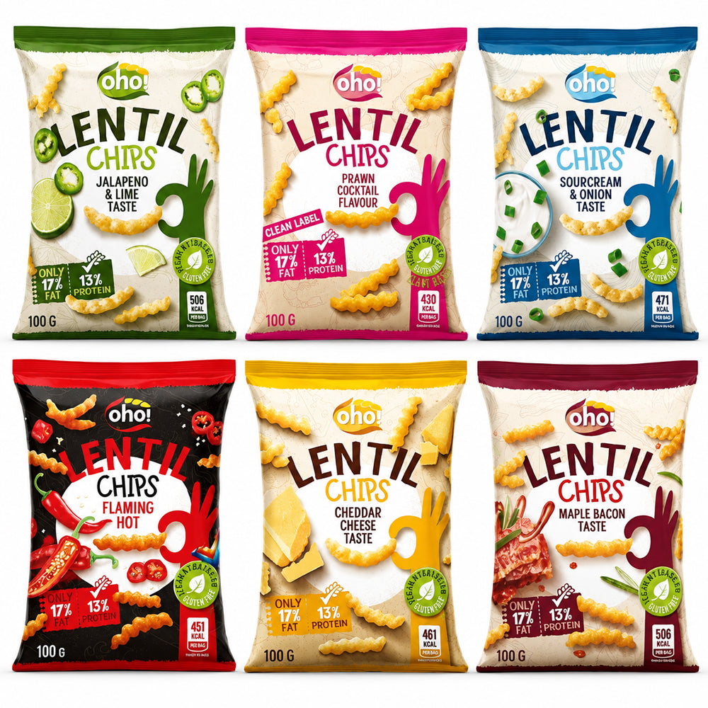 Oho Lentil Chips 100g Variety Pack Random Mix Snacks 10 15 20 Bags