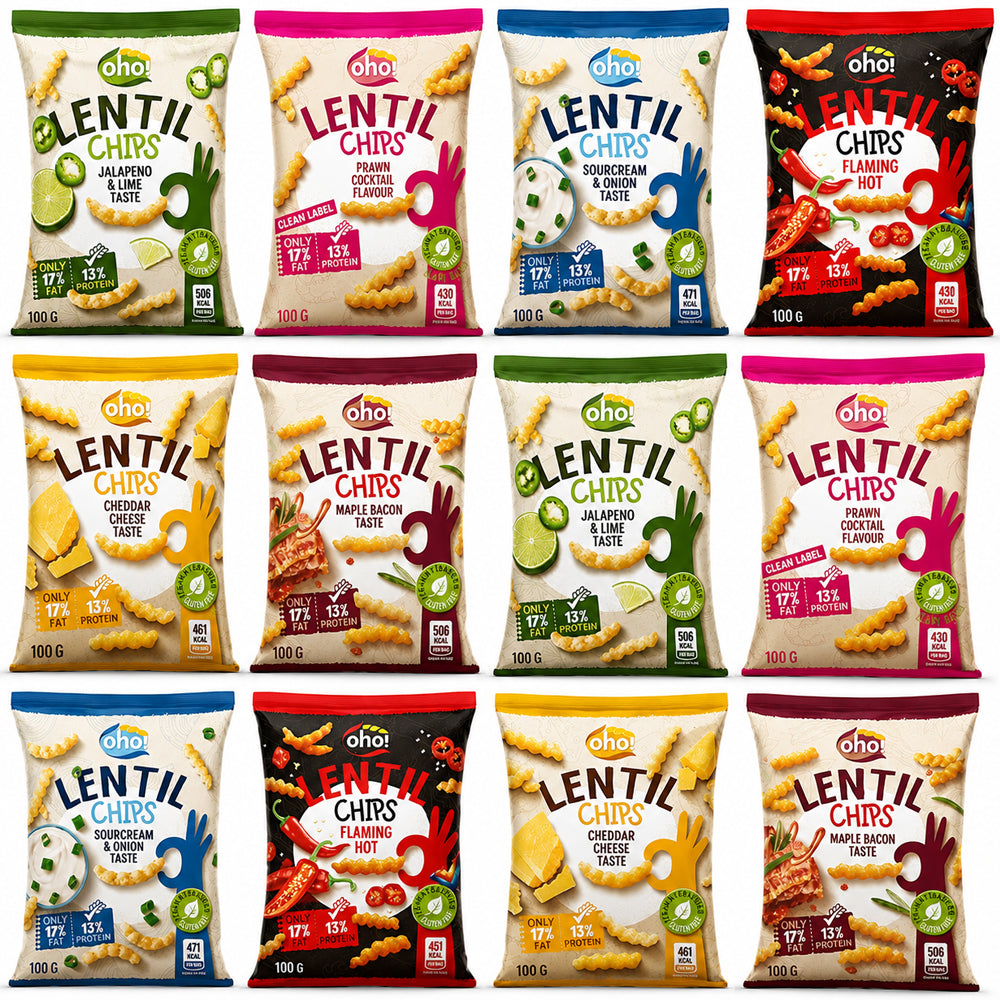 Oho Lentil Chips 100g Variety Pack Random Mix Snacks 10 15 20 Bags