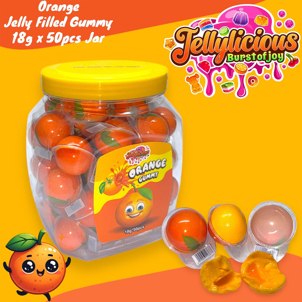 Orange Jelly Filled Gummy 18g – 50pcs Jar