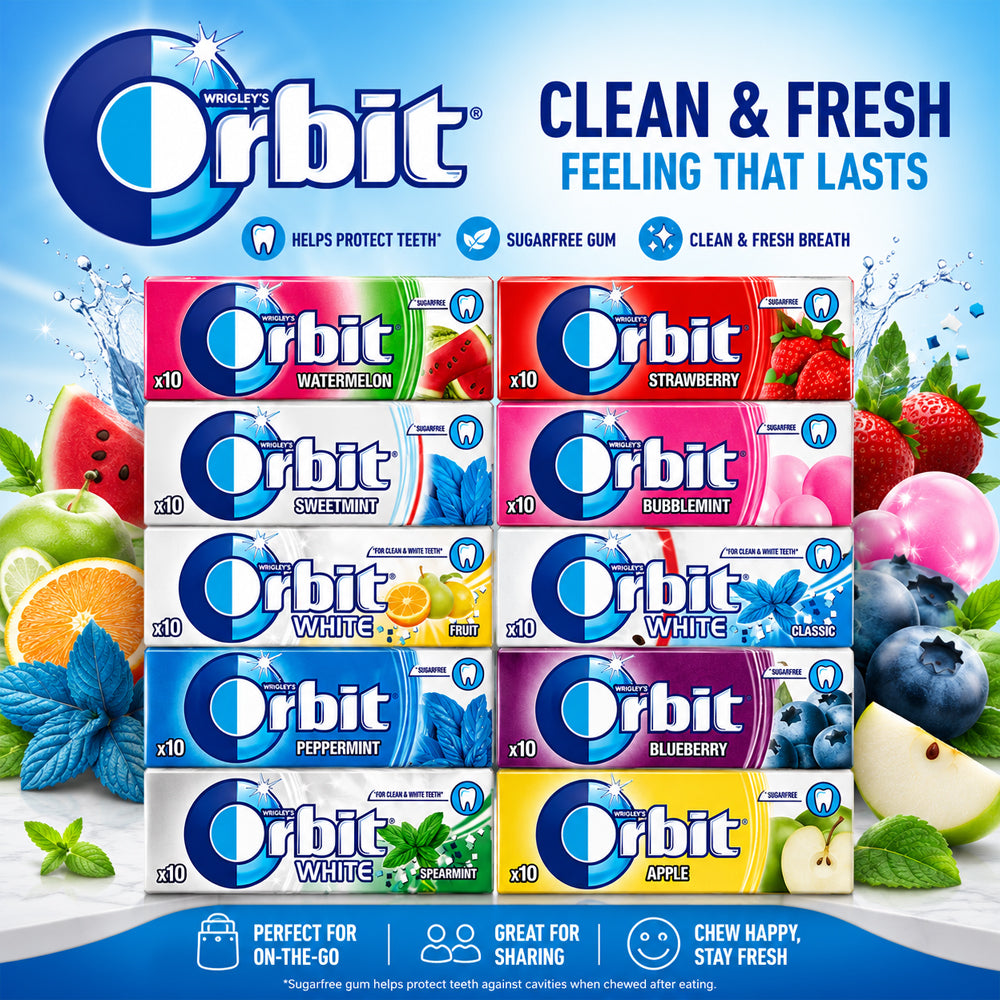 Orbit Sugar Free 14g Chewing Gum Variety Pack Random Mix Treat (15 & 30 Packs)