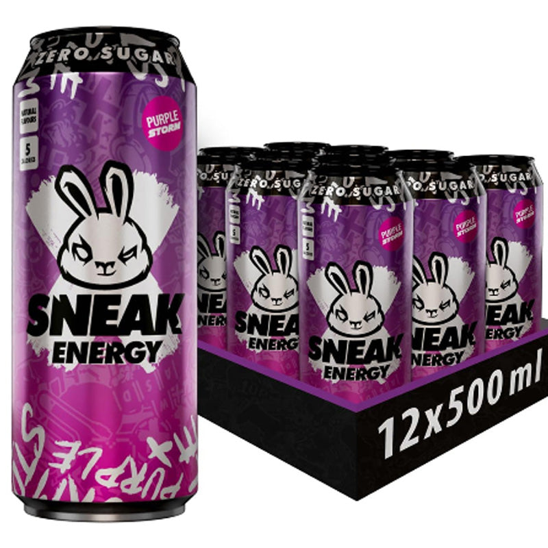 Sneak Energy Purple Storm 500ml x 12 Cans Mixed Berry Zero Sugar