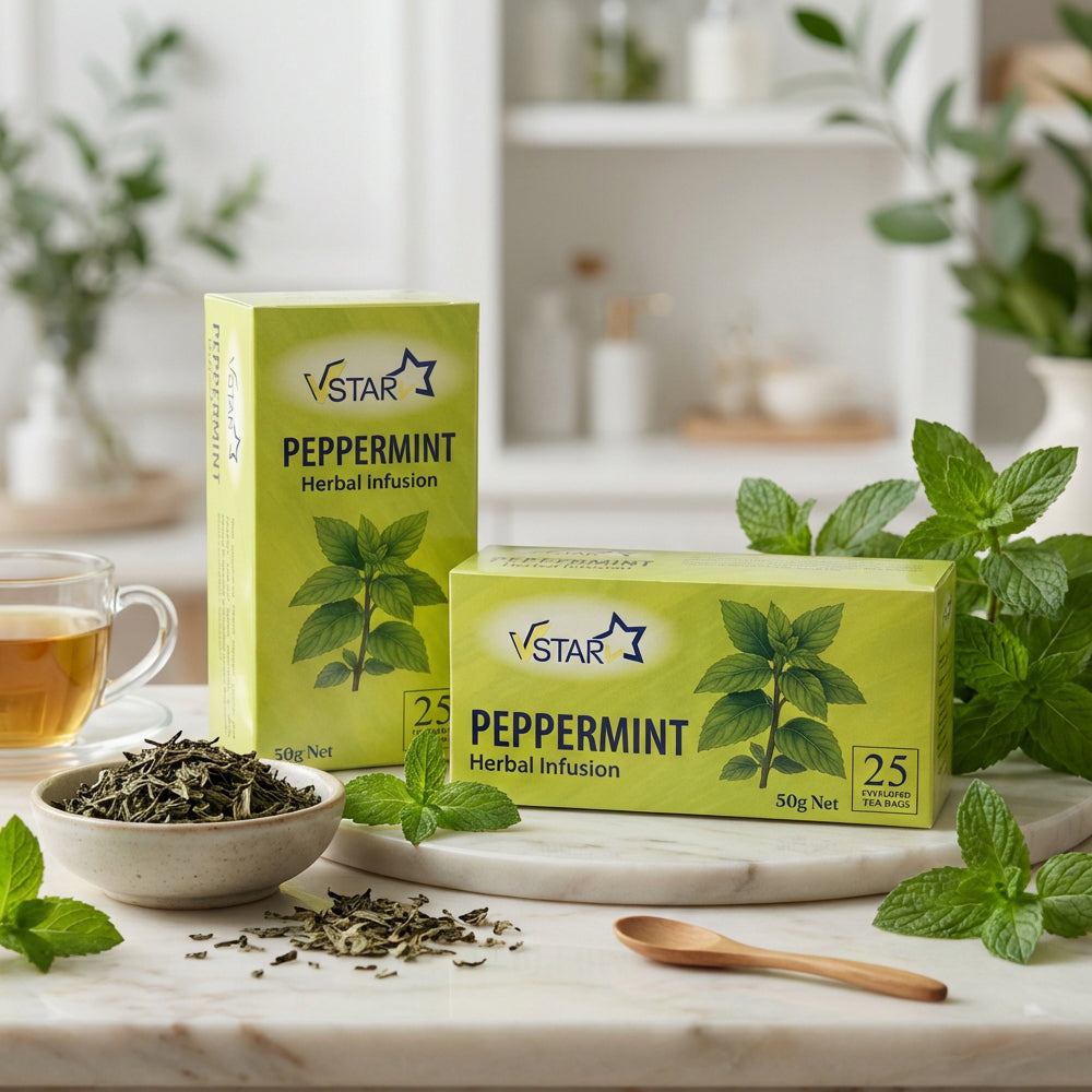 VSTAR Peppermint Herbal Infusion – 3 × 50g | Peppermint Tea (75 Enveloped Tea Bags)