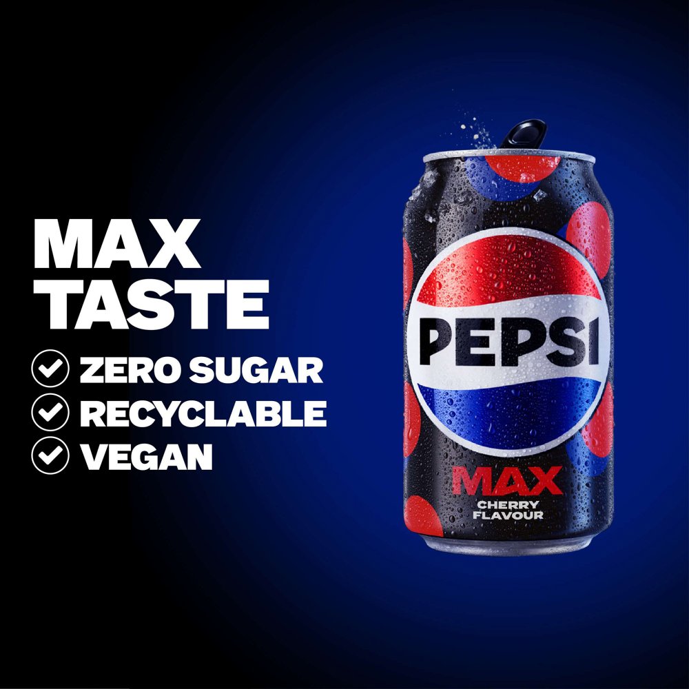 Pepsi Pepsi Max Cherry No Sugar Cherry Cola 330ml Cans (Case of 24)