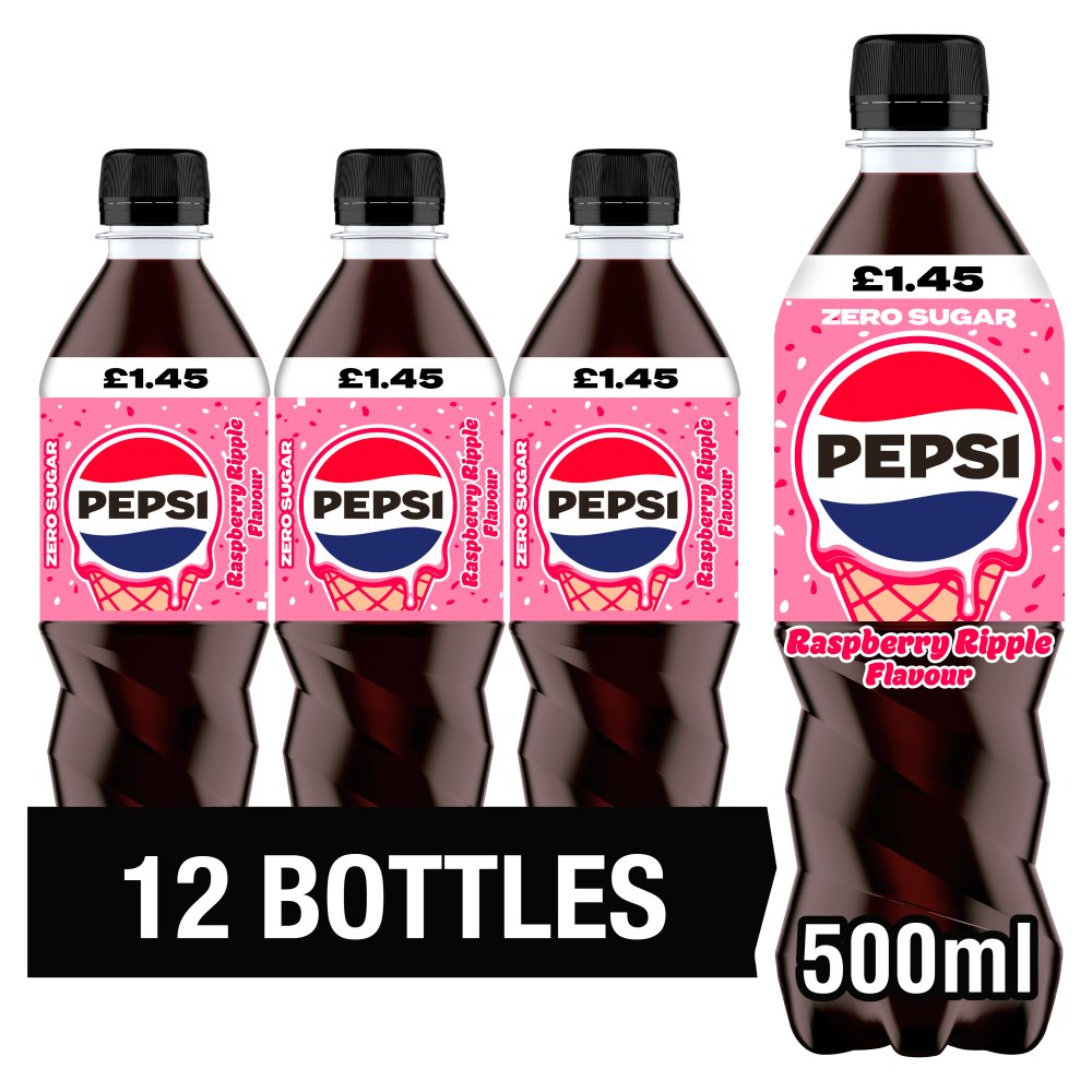 Pepsi Raspberry Ripple Flavour Zero Sugar 500ml (Case of 12)