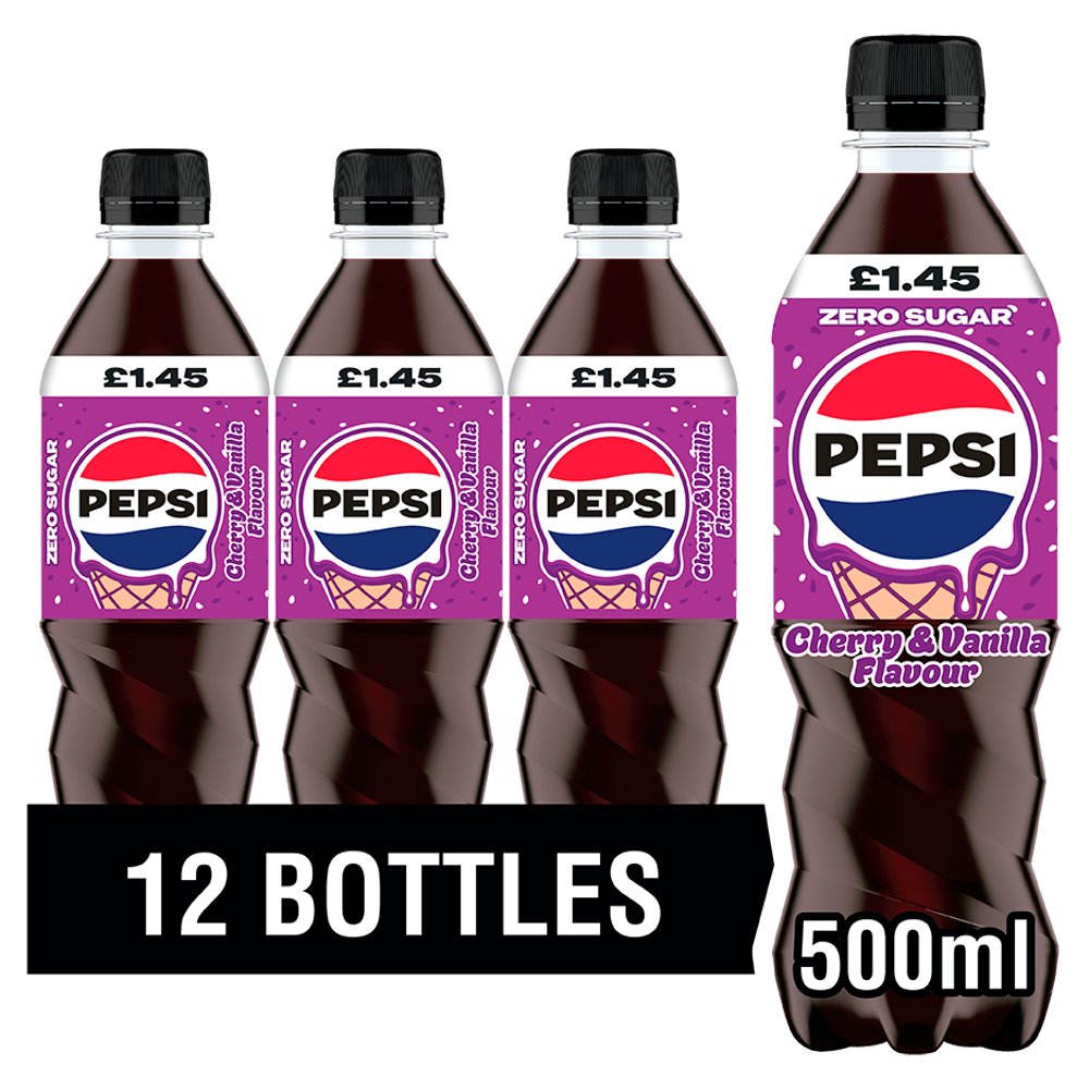 Pepsi Zero Sugar Cherry & Vanilla Cola PMP 500ml (Case of 12)