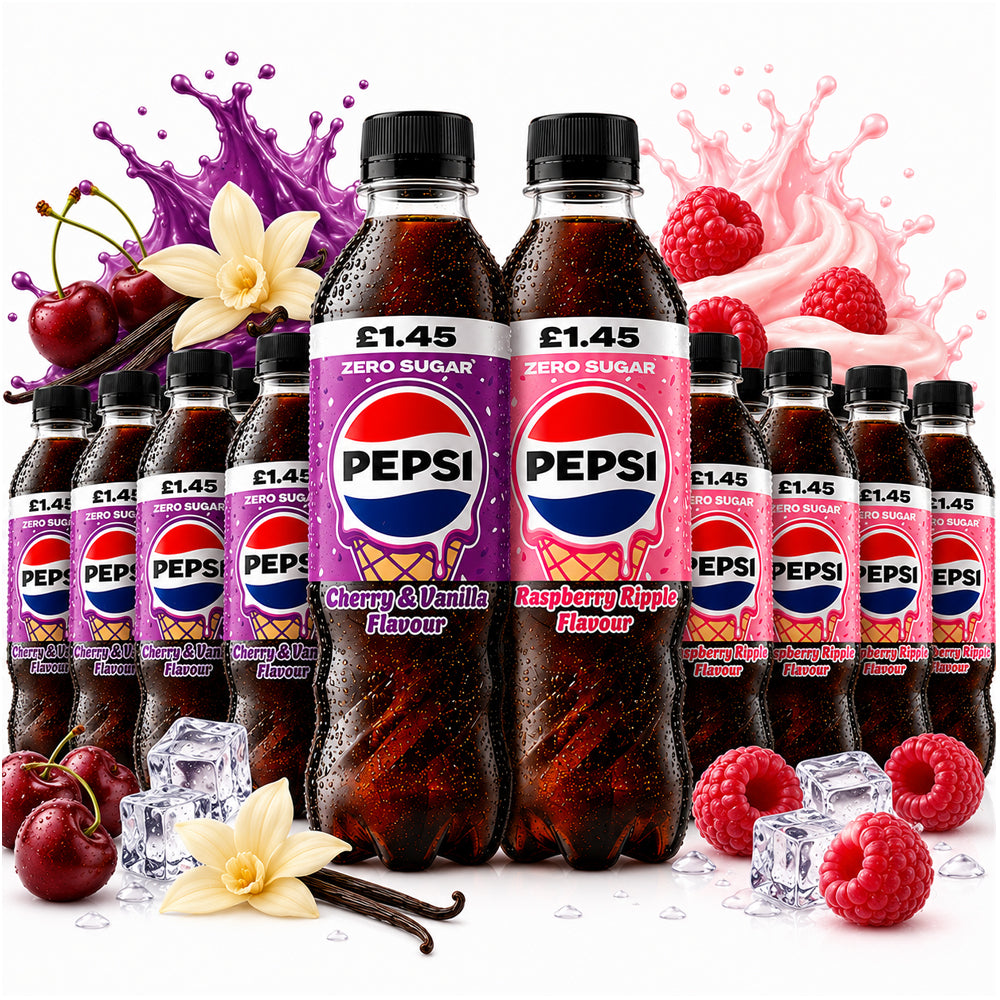 Pepsi Zero Sugar Cherry Vanilla & Raspberry Ripple Mixed (6 & 12 Bottles)