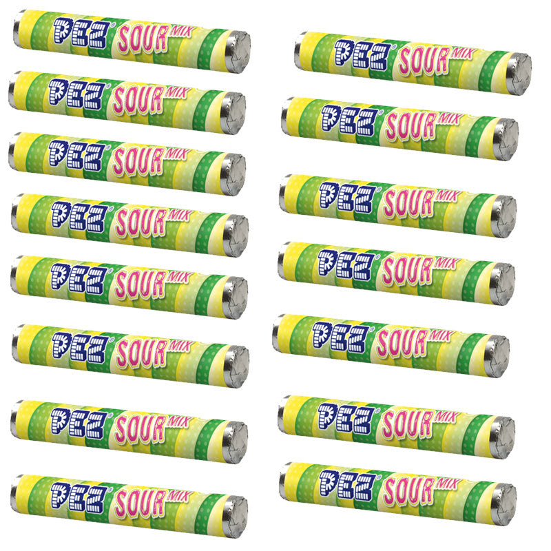 Pez Giant Sour Mix Rolls 46g Apple Lemon Lime Melon Berry Fizzy Sweets (15 & 30 Rolls)