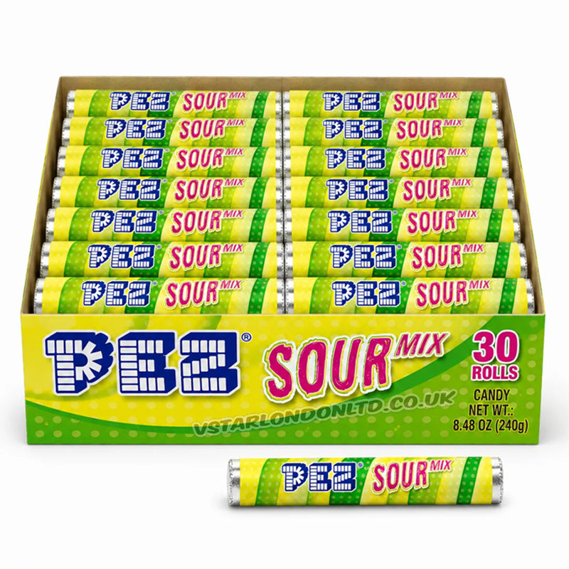 Pez Giant Sour Mix Rolls 46g Apple Lemon Lime Melon Berry Fizzy Sweets (15 & 30 Rolls)