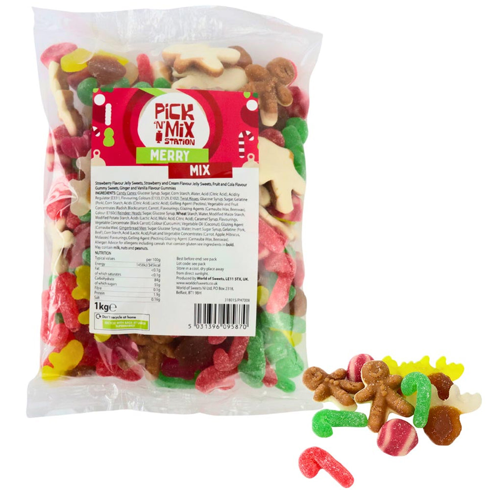 Pick n Mix Station Merry Mix Bag 1kg – Festive Pick & Mix Christmas Sweets