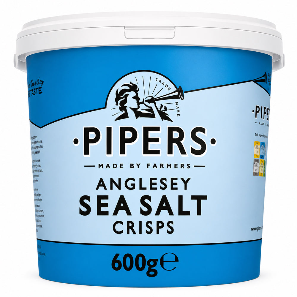 Pipers Anglesey Sea Salt Crisps Sharing Tub 600g | Gluten Free Vegan Crisps