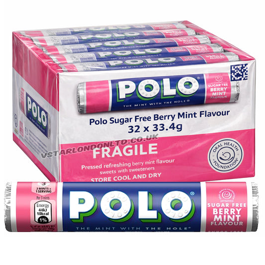 Polo Sugar Free Berry Mint Mints 33.4g Rolls (Box of 32)