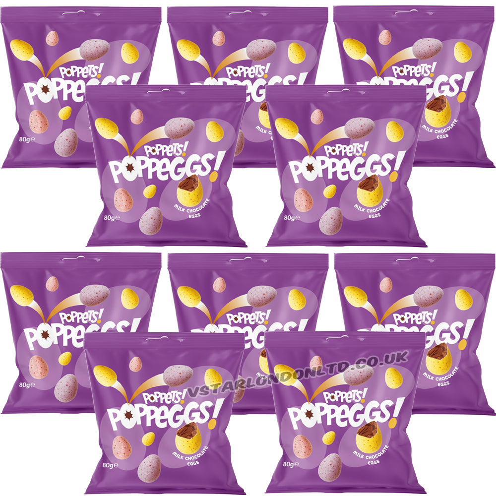 Poppets Poppeggs Milk Chocolate Eggs 80g (10 & 20 Bags)