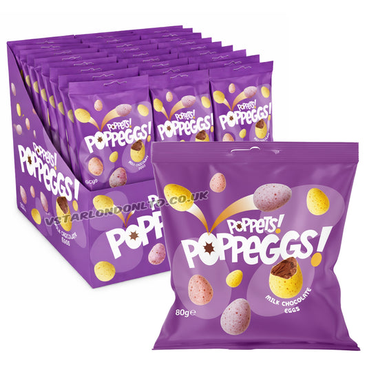 Poppets Poppeggs Milk Chocolate Eggs 80g (10 & 20 Bags)