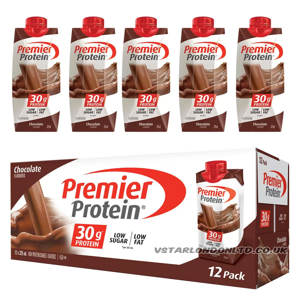 Premier Protein Chocolate Shakes 12 x 325ml – 30g High Protein, Low Sugar