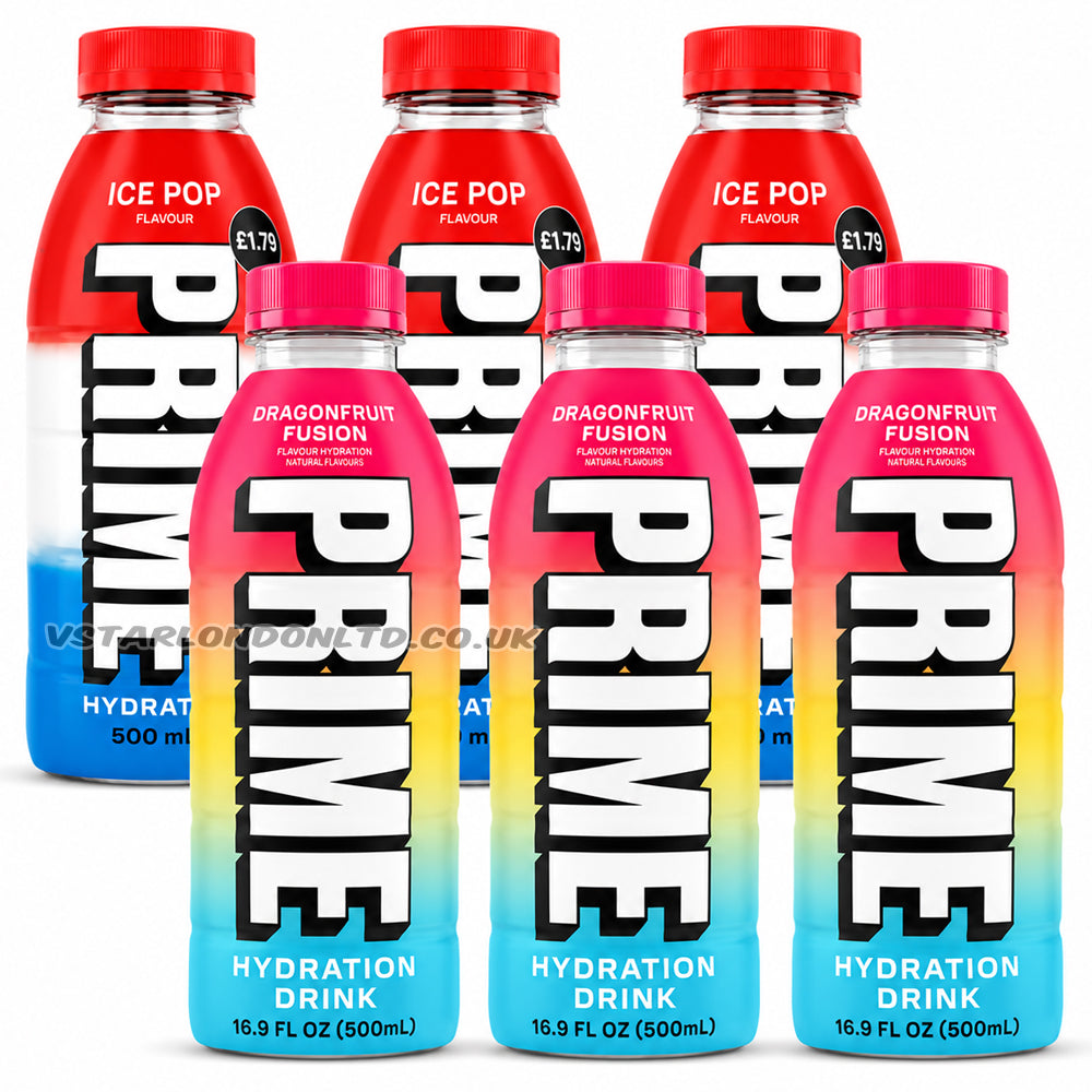Prime Hydration Variety Pack 500ml Ice Pop & Dragon Fruit (6 & 12 Bottles)