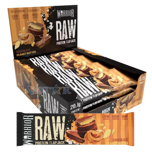 Warrior Raw Chocolate Peanut Butter Protein Flapjack Bar 75g (12 Bars)
