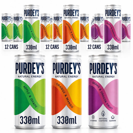 Purdey's Natural Energy Mixed Variety Pack 330ml Cans | 6 & 12 Cans