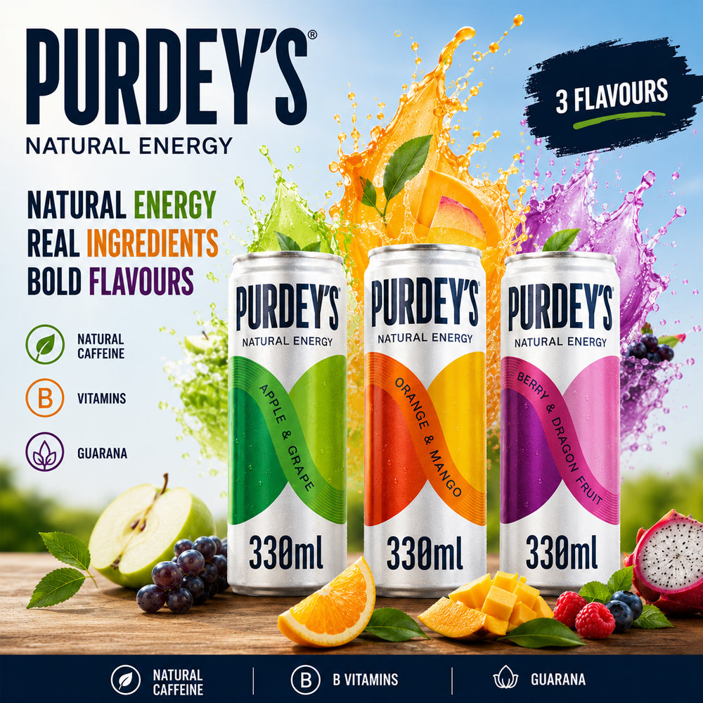 Purdey's Natural Energy Mixed Variety Pack 330ml Cans | 6 & 12 Cans