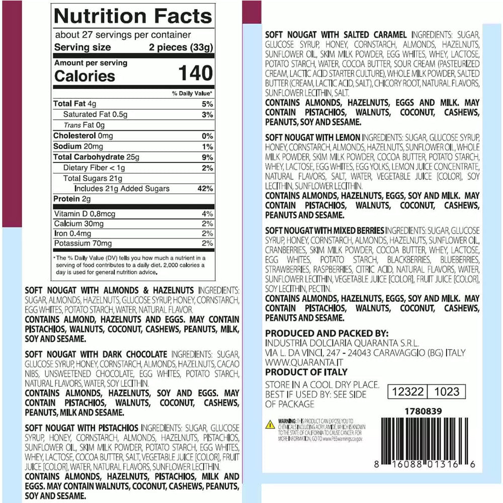 Quaranta Assorted Italian Soft Nougat – 900g Gift Pack