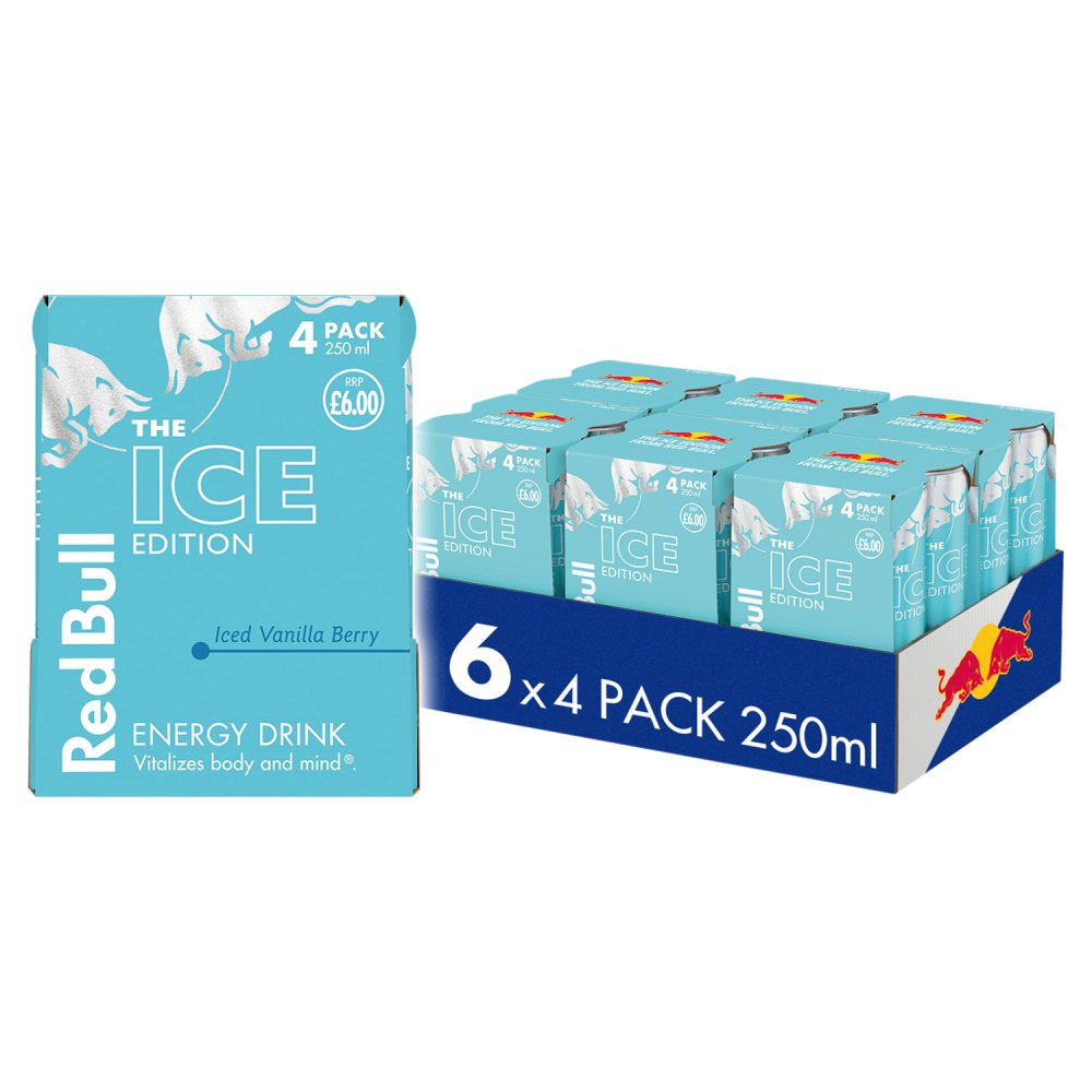 Red Bull Ice Edition Iced Vanilla Berry Energy Drink 250ml 4 Pack PM (Pack of 6)