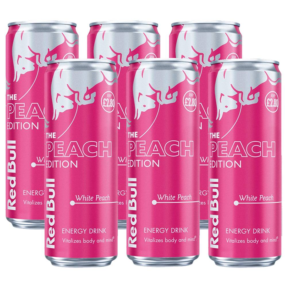Red Bull Peach Edition White Peach Energy Drink 473ml PMP (6 & 12 Cans)