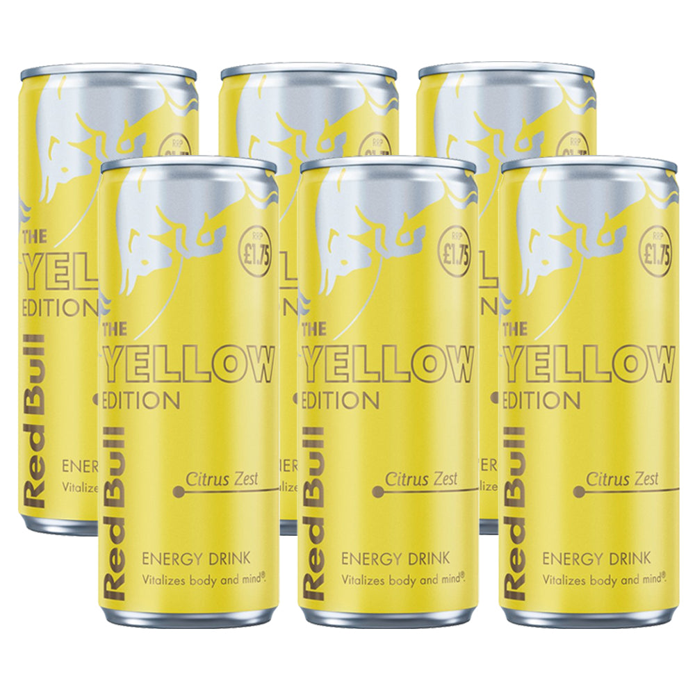 Red Bull Yellow Edition Citrus Zest Energy Drink 250ml PMP (6 & 12 Cans)