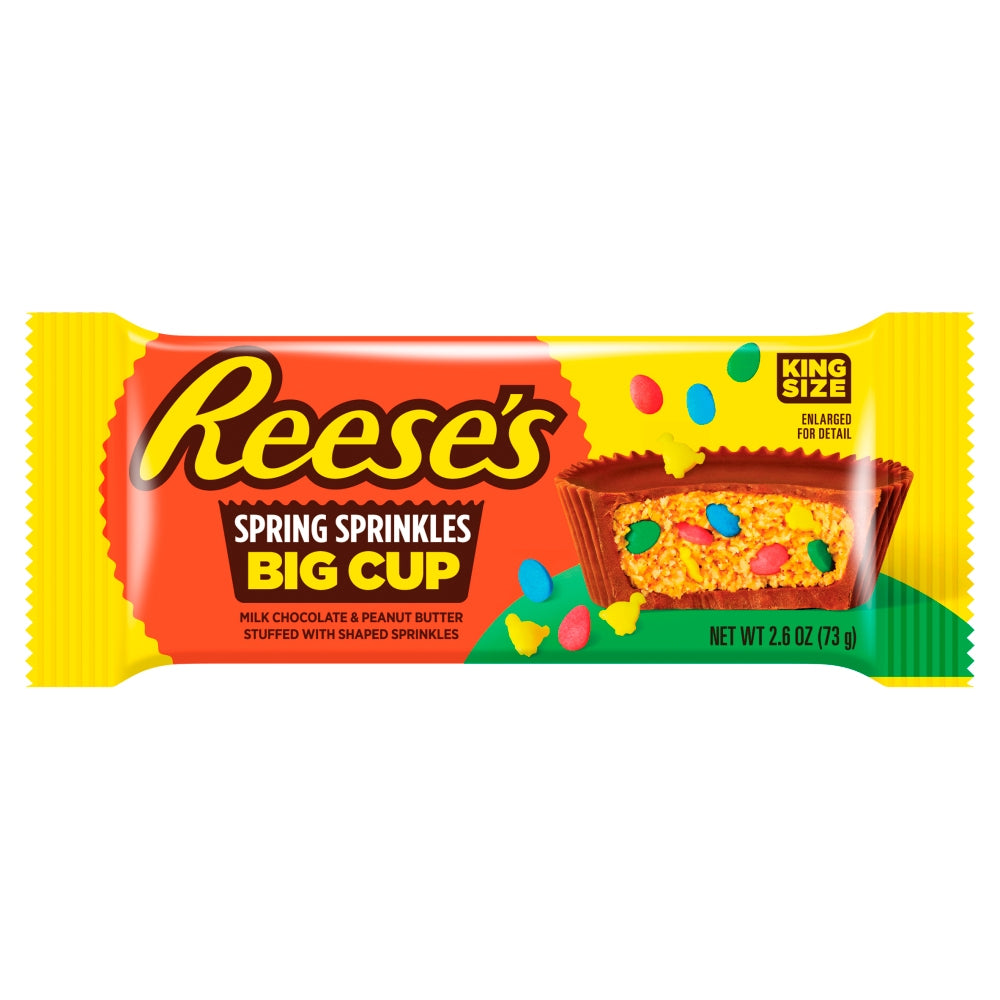 Reese's Peanut Butter Sprinkles Big Cup Kingsize 73g - A Delicious Treat (Box of 16)