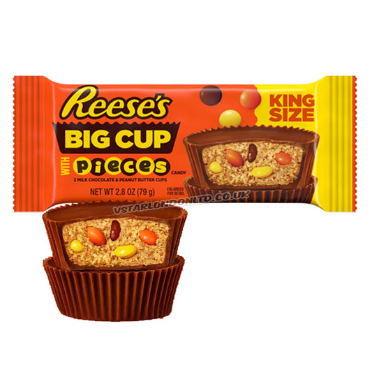 Reese's Big Cup with Pieces King Size Chocolate Peanut Butter Cups 79g (8 & 16 Packs)